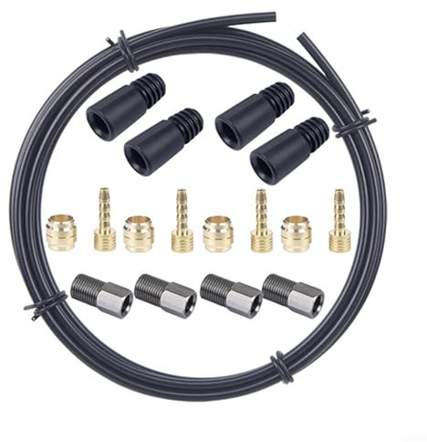 Fahrrad Hydraulik Bremsleitung Reparaturset 2,5m Edelstahl PVC Nylon Schwarz für MT2 MT4 MT5 M506 M615 MT200 E1 E3 XX für XO GUIDE Inklusive Öl Nadeln Olivenhülsen Dichtungen(D)