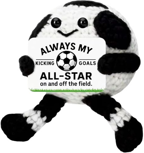 × Back to School Positive Soccer Knitted Doll, Positive Football Keychain,Emotion Support Gift With Encourgement Card,Home Office Decor Emotions Keychain,Handmade Emotion Support Gift For Classmates