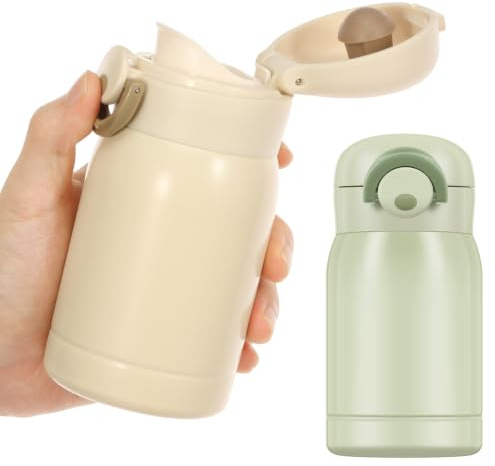 Small Insulated Water Bottle, 200ml Mini Flask with Push-Button Lid, Stainless Steel Leakproof Water Bottle for Coffee, Tea and Milk, Lightweight Drink Bottles for Travel, Gym, School and Office Use