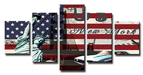 bestpricepictures 160 x 80 cm Bild auf Leinwand USA Flagge 5550-SCT deutsche Marke und Lager - Die Bilder/das Wandbild/der Kunstdruck ist fertig gerahmt