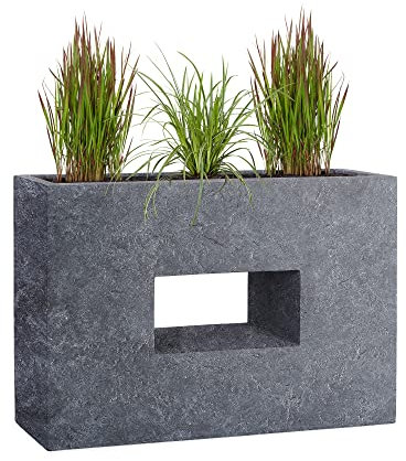 Pflanzwerk® Fioriera Vaso di Fiori Vetroresina Vista Lava Antracite 52x75x27cm *Fioriera Resistente al Gelo* *Protezione UV* * Beni di qualità*