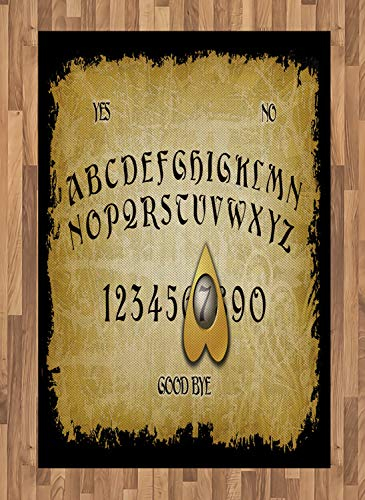 ABAKUHAUS Ouija-Brett Teppich, Verschwundener Hintergrund, Deko-Teppich Digitaldruck, Färben mit langfristigen Halt, 120 x 180 cm, Braun Gelb Blasser Kaffee und Schwarz