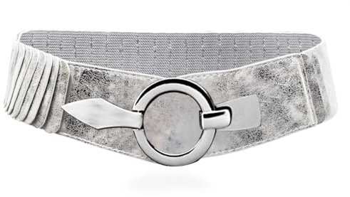 Glamexx24 Elastischer Damen Taillengürtel gürtel 6cm breiter Hüftgürtel mit silberner Ring (Silber, Taillenweite 75cm-110cm)