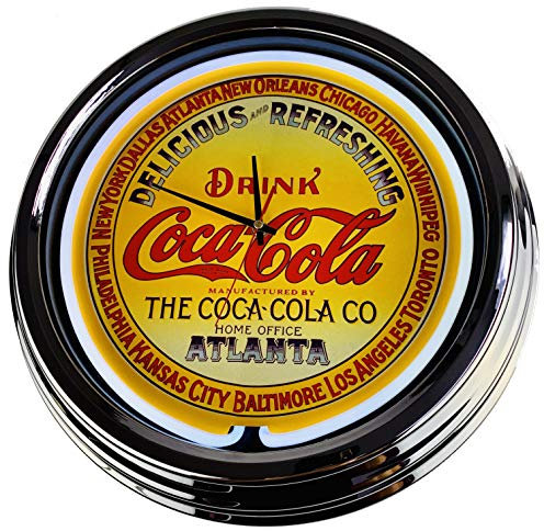 US-Way.de Retro Neon Wanduhr – 44 cm Durchmesser, Batteriebetriebene, Deko-Wanduhr ohne Tickgeräusche und gut lesbares Display, USA 50er-Jahre-Stil Neon-Uhr für Küche, Wohnzimmer, Büro (White)