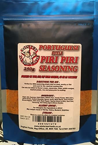 MISTER MARINADE Portuguese Peri Peri BBQ Rub Seasoning 250g Big Pack, Authentic Blend of Chillies Peppers & Herbs for Restaurant Quality Peri Peri