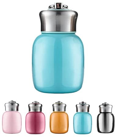 Mini-Thermosflasche, 200 ml, niedliche Wasserflasche, vakuumisolierte Edelstahl-Wasserflaschen, auslaufsicher, hält heiß und kalt, für zu Hause, im Freien, auf Reisen Einheitsgröße blau