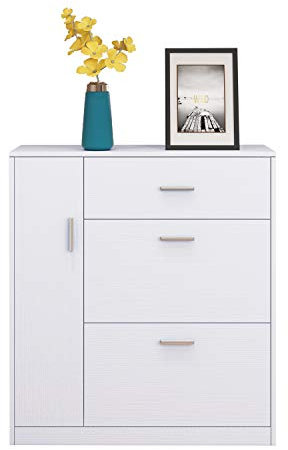 AWOOOD Shoe Storage Cabinets,Wooden Shoe Racks Storage Organiser Modern Shoe Cupboard for Hallways Furniture (White)
