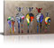 MJEDC Banksy Bilder Leinwand Zebra Herd Colourful Rears Graffiti Street Art Leinwandbild Fertig Auf Keilrahmen Kunstdrucke Wohnzimmer Wanddekoration Deko XXL 30x40cm