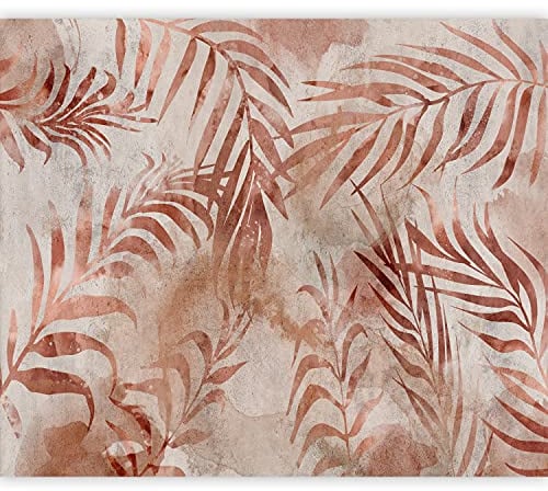 murando - Vlies Fototapete Natur 350x256 cm Vlies Tapeten Wandtapete XXL Moderne Wanddeko Design Wand Dekoration Wohnzimmer Schlafzimmer Botanik Blätter Pflanze rosa b-A-0847-a-a