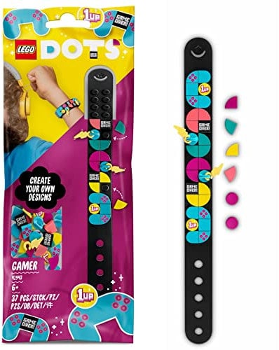 LEGO 41943 DOTS Gaming Armband mit Anhängern, DIY Bastelset, Kinderschmuck-Set, Spielzeug für Kinder ab 6 Jahren, Freundschaftsbänder, Kinderarmband