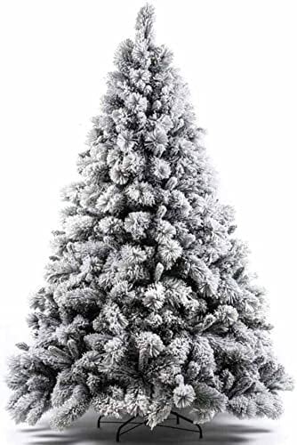 BAKAJI Albero di Natale Super Folto Pino Innevato Bianco con Base a Croce in Metallo Pieghevole di Altissima Qualità, 955 Rami Punte Montaggio Facile con Rami a Innesto (Bianco Gran Sasso, 180 cm)