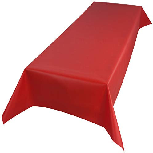 Sensalux Vlies-Tischdecke mit 45% Recyclatanteil, abwaschbare Tischdecke mit Lotuseffekt, 1,5m x 3m Rot