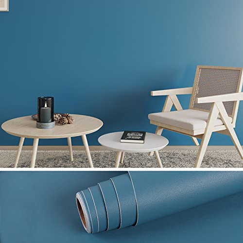 VEELIKE Papel Pintado Azul Vintage Papel Adhesivo para Muebles Vinilico Autoadhesivo Pared Salon Papel Tapiz de Cocina Lavable Papel Pared para Armario Decoracion Habitacion Baño Salon 40 cm x 300 cm