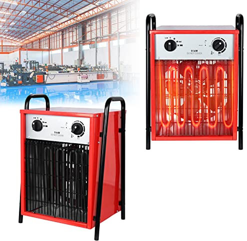 YRHome 9KW Heizlüfter Elektroheizer Heizgerät Elektroheizung Profi-Industrie 3 Heizstufen Elektroheizer Heizluefter Überlastschutz Thermostat Heizgebläse für Innenund Außeneinsatz 400V Netzspannung