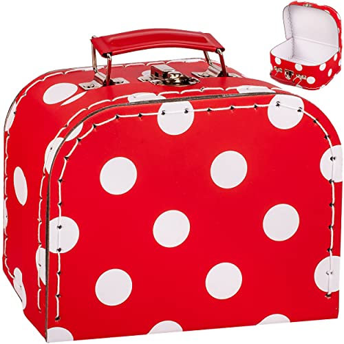 alles-meine.de GmbH Koffer/Kinderkoffer - KLEIN - Punkte rot & weiß - 16 cm - ideal für Spielzeug und als Geldgeschenk - Pappkoffer - Puppenkoffer - für Kinder & Erwachsene - P..