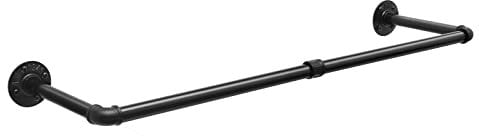 eSituro Kleiderstange Wandmontage 100cm, Kleiderständer für die Wand, Industrierohr Kleiderstangen, für Wohnzimmer, Schlafzimmer, Schwarz