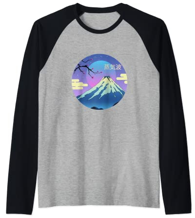 Mt. Fuji Japan Outrun Vaporwave Ästhetik Japanischer Retro Raglan
