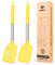 Lot de 2 spatules de cuisine solides en silicone, anti-adhésives, résistantes à la chaleur, sans BPA, idéales pour poissons, œufs, crêpes (jaune)