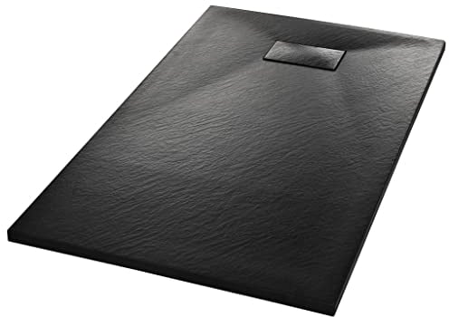vidaXL Duschwanne für Zuhause und Innenbereich, Sanitärarmatur, Hardware, Teil, rutschfest, Badezimmerfuß, Duschwanne, SMC, Schwarz, 119,9 x 70,1 cm