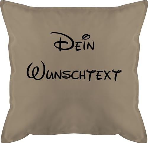 Kissen 50x50 - Aufdruck selbst gestalten - Wunschtext I Geschenk mit eigenem Text personalisiert - 50 x 50 cm - Beige Natur - namens Geschenke muttertagskissen personalisierte Name schmusekissen