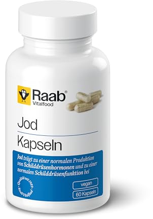 Raab® Jod Kapseln (60 Stück) | Essentielles Spurenelement - Jod für eine normale Produktion von Schildrüsenhormonen - Täglich nur 1 Kapsel