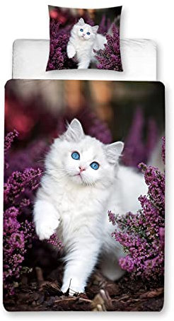 HOMHOMHA Bettdeckenbezug 140x200 Mikrofaser Katze Tiere Teenager Mädchen Junge Bettwäsche Kinderbettwäsche