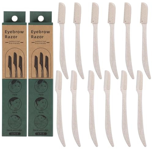 Dermaplaning Blades for Face, WheatStraw Eyebrow Razor Face Peach Fuzz Remover Face Razors for Women (12pcs)