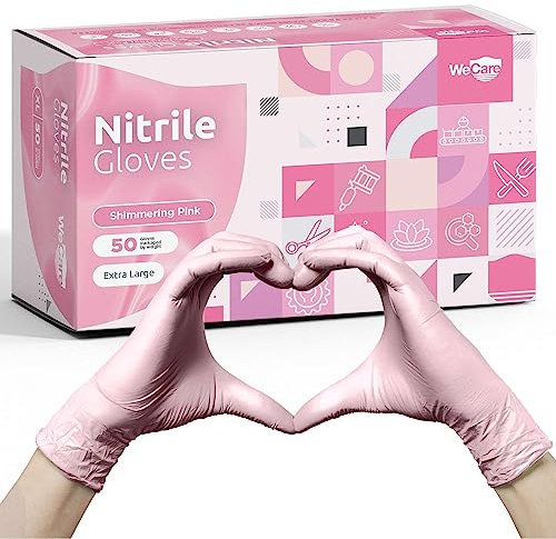 Pink Disposable Nitrile Gloves X Large - 50 Pack - 3 Mil - Powder and Latex Free - Non-Sterile - Food Safe Gloves