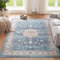 CHOSHOME Waschbarer Teppich Wohnzimmer 120x170CM Vintage Kurzflor Teppich Groß Weiche Teppiche für Schlafzimmer rutschfest Flauschiger Teppiche Blau