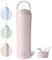 BOTTLE BOTTLE Insulated Coffee Cup with Dual-use Lid and Straw 700ml(24oz) Reusable Iced Travel Mug for Woman and Man Stainless Steel Tumbler with Handle（Light Pink)
