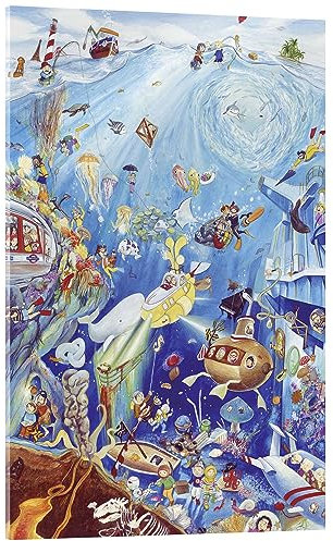 Posterlounge Cherche et trouve, le monde sous-marin Tableau en verre acrylique de Bernd Lehmann 70 x 100 cm Tableaux Décoration murale