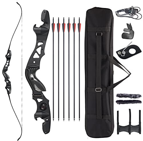 Toparchery ILF Take-Down-Recurvebogen für Erwachsene und Jugendliche Anfänger, 62 Recurve Jagdbogen für das Training im Freien, Rechtshänder (60LB)