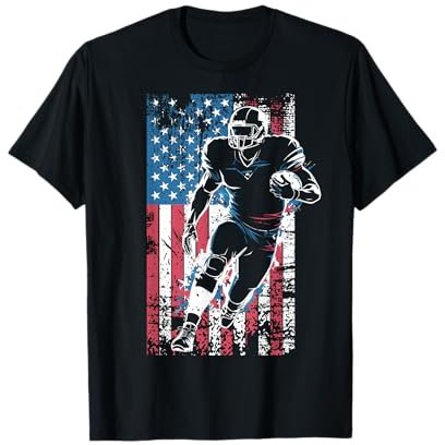 American Flag Football Player Patriotic Sports Design T-Shirt