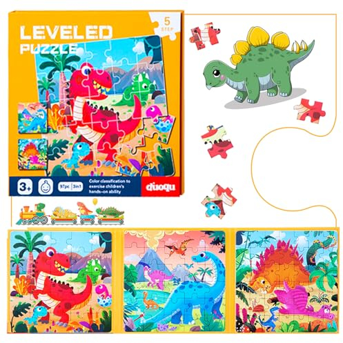 Shinybox Kinderpuzzle, Magnetische Puzzles für Kinder, Pädagogisches Spielzeug, Lernspielzeug für Kinder, Reisespiele Kinder, Spiele für Kinder im Auto, Flugzeug, Roadtrip, Reisespielzeug(Dinosaurier)