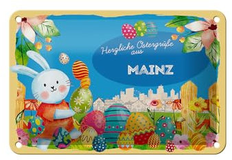 FEMER Blechschild Ostern Ostergrüße 18x12cm Mainz Geschenk FEST Deko