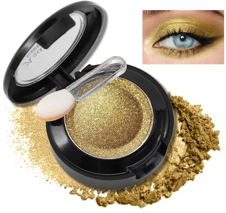 Erinde Gold Glitzer Lidschatten Palette, Matte Glitter Eyeshadow Palette, Wasserfest Metallic Lidschattenpalette, Pressed Powder & Long Lasting Eye Makeup with a Applikator