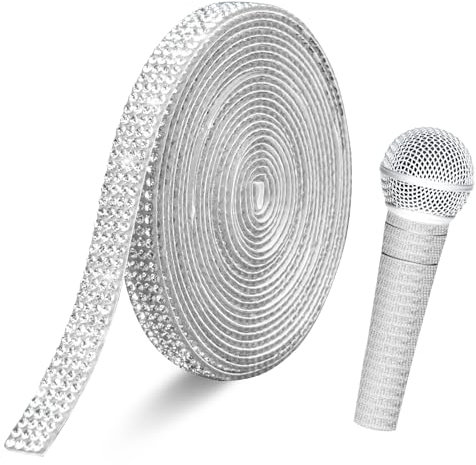 Ruban Strass Autocollant Yicelerate, Argent, 0.31 pouces x 3 yards, Décoratif, Diamant Adhésif, Strass Decoration