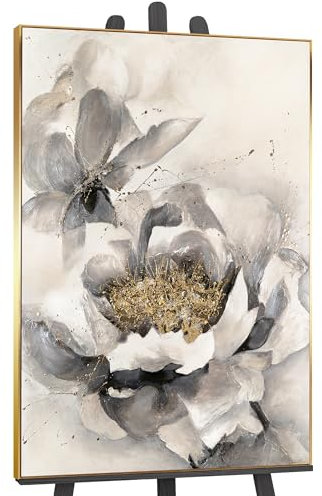 YS-Art Luxus Abstrakt Acryl Gemälde auf Leinwand Blumenzauber handgemalt Wohnzimmer Wandbild modern Wohndekor Büro Blumen echtes Kunstwerk 140x100 cm