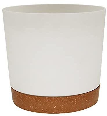 Luckywaqng Pot de fleurs, 60 cm, diamètre : 20,3 cm, en plastique, noir, avec trous de drainage et soucoupes, pots de fleurs, modernes, pour l'intérieur (blanc, taille unique)