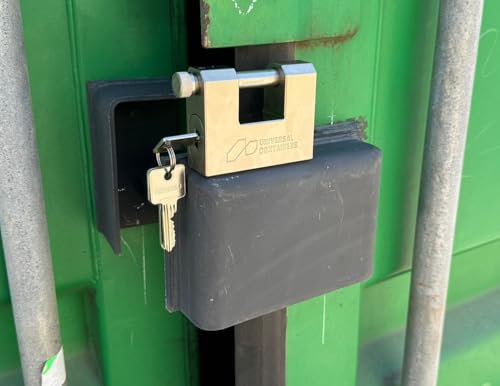 Shipping Container Bolt-On Lock Box and Padlock Set | No Welding Required | Shipping Container Lockbox | Storage Security | Includes High Security Padlock | Universal Containers Accessory