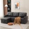 Panana Corner Sofa Bed - Universal Pull Out SofaBed - Left or Right Side Storage Chaise Couch,Sofa Bed Settee Sectional Sofa (FRSS23-Black Leather Like Fabric)