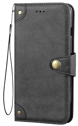 Auotu PU Leather with camera lens Wallet Pouch Flip Case Cover With Stand Card Slot Design For Unihertz 8849 Tank 3 Pro Smartphone (Black)