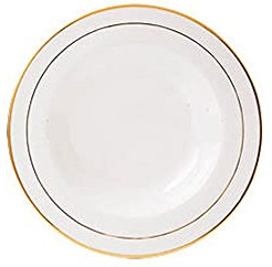 HJUGHPN Platos de cerámica blanca con borde dorado para fiestas y bodas (22,6 x 15,5 x 3 cm)