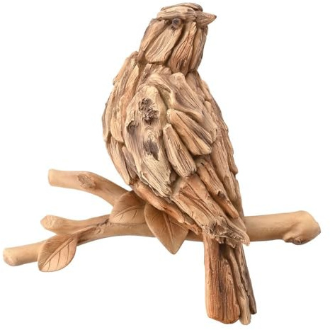 Widdop and Co Naturecraft - Wood Effect Sitting Bird Wall Art | Driftwood Collection Statue/Figurine/Decorative Ornament - Homeware For Animal Lovers & Wildlife Enthusiasts