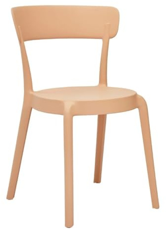 Bolero Mila Café Plastic Stackable Dining Chairs Light Nude Pink (2 pack) DX975 | Saves valuable storage space with an easy-to-wipe design, providing durable seating for busy commercial dining venues.
