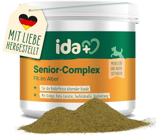 ida+ – Senior Complex 350g – Mineralien, Vitamine & Teufelskralle Hund – Mit Bierhefe & Beta Carotin für Senioren Hunde - Superfood für Hunde - Nahrungsergänzungsmittel Hund - Hunde Vitamine Senior