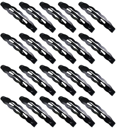 Lot de 20 barrettes à cheveux pour fille - 6,2 cm - En métal - Noir - Pour filles, hommes et femmes - Forme ondulée