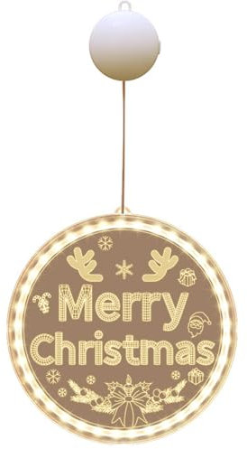 Sonhomay Weihnachts-Fenster-Lichterkette, batteriebetrieben, hängende Lichterkette, beleuchtet, Weihnachtsdekoration für Urlaub, Weihnachtsbaum, Kamin, Tür, Fenster, Dekoration, 23,9 cm