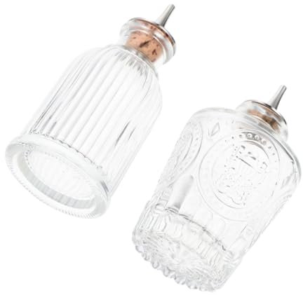 VOSAREA 2pezzi Bottiglie Amaro in Vetro Stile Giapponese Con Motivo Retro Contenitori Vetro Per Cocktail e Liquori Bottigliette Decorativa Piccole Per Bar e Casa