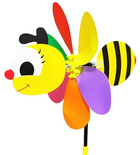 Windräder für Kinder, 53,3 cm, Cartoon-Windspiel für den Außenbereich, niedliche Tierskulptur, dekorative Windspiele für Garten, Hof, Park, Rasen, Bienen-Windspiel für Hof und Garten